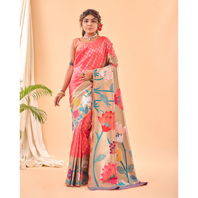 Fulrani Pink Paithani Silk Handwork Saree