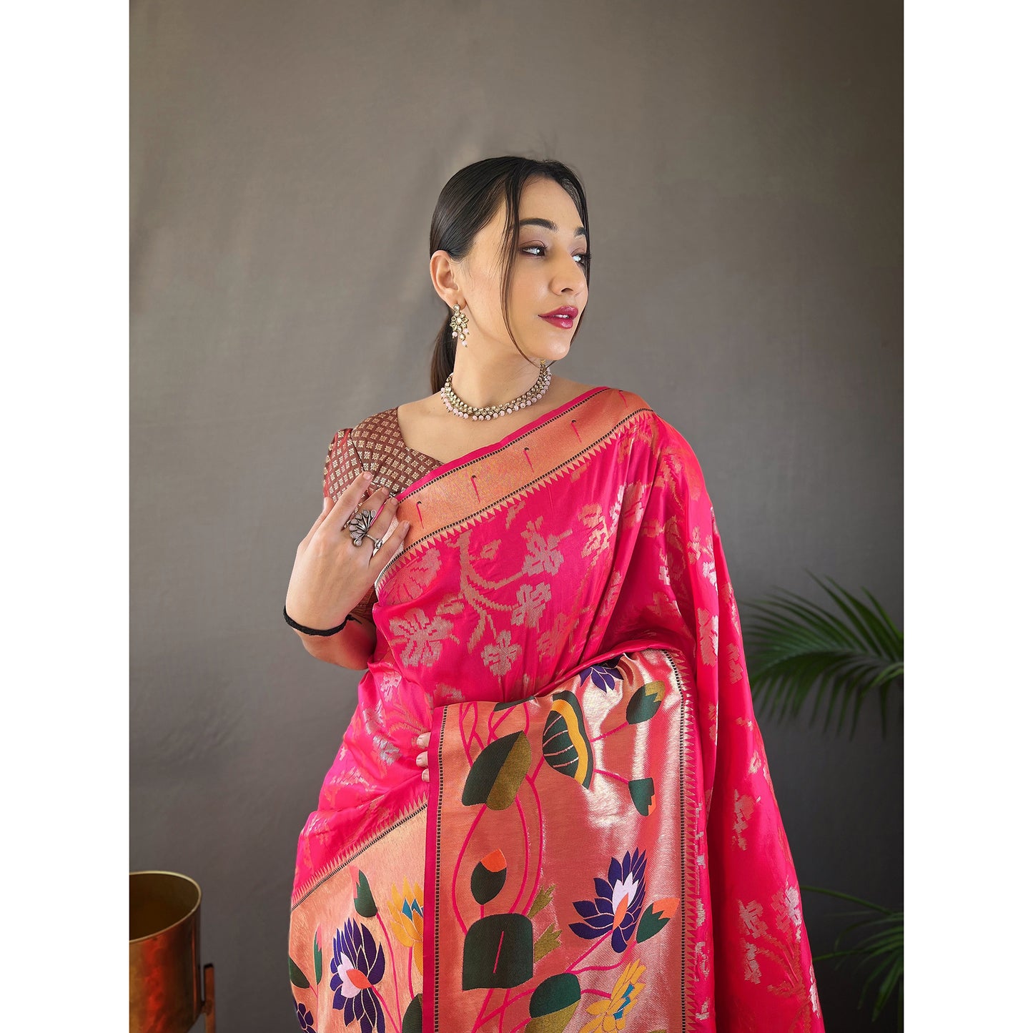 Geeta Pink Paithani Silk Handwork Saree