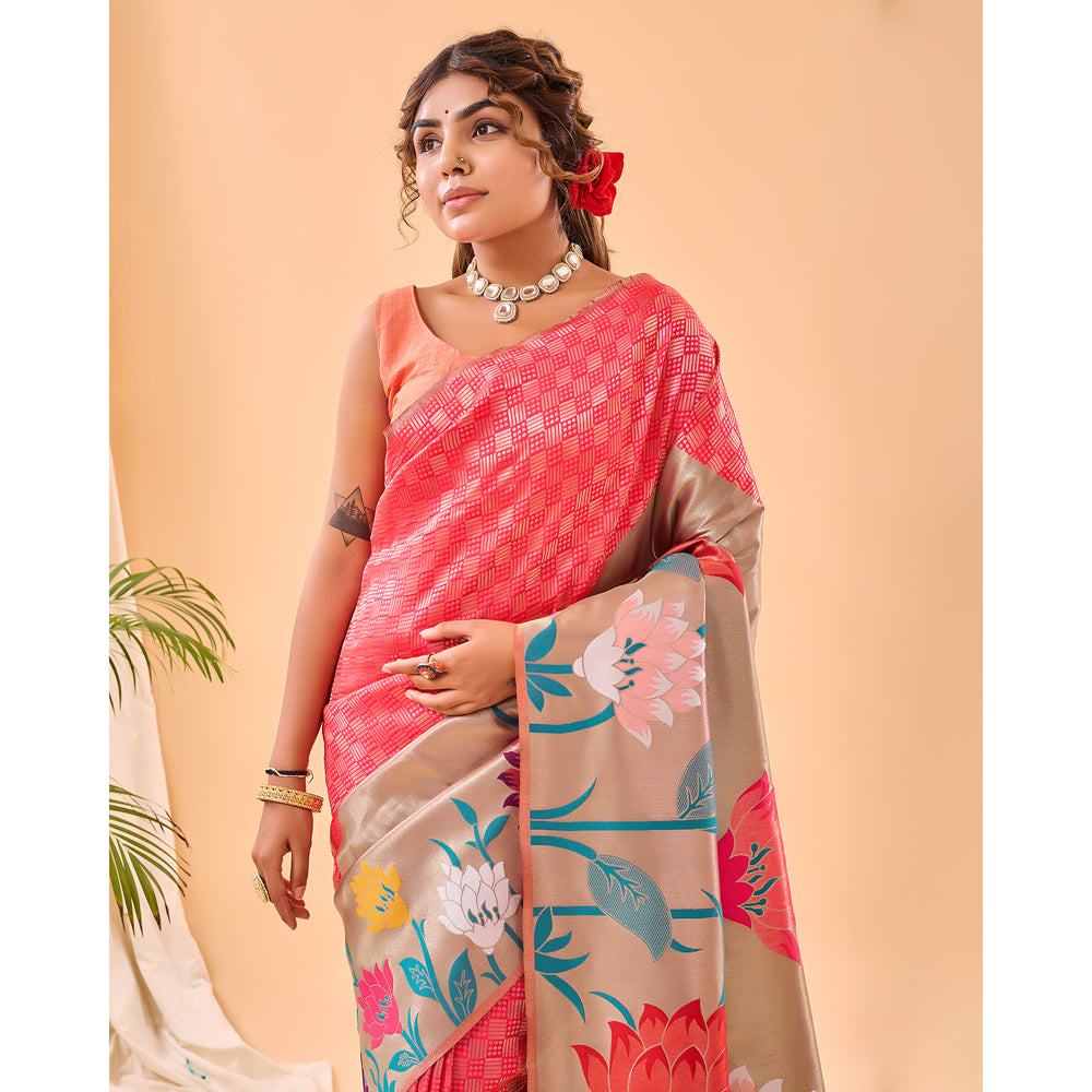 Fulrani Pink Paithani Silk Handwork Saree