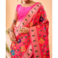 Radhika Pink Paithani Silk Handwork Saree