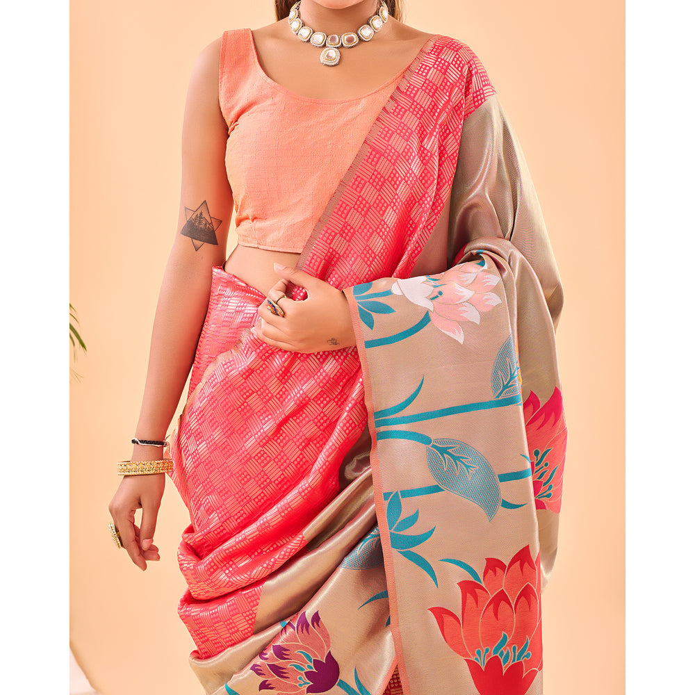 Fulrani Pink Paithani Silk Handwork Saree