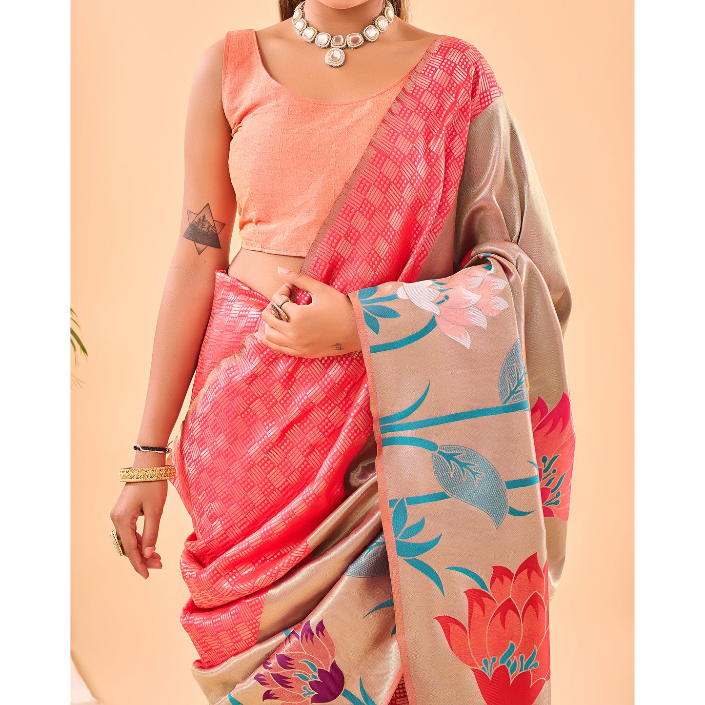 Fulrani Pink Paithani Silk Handwork Saree