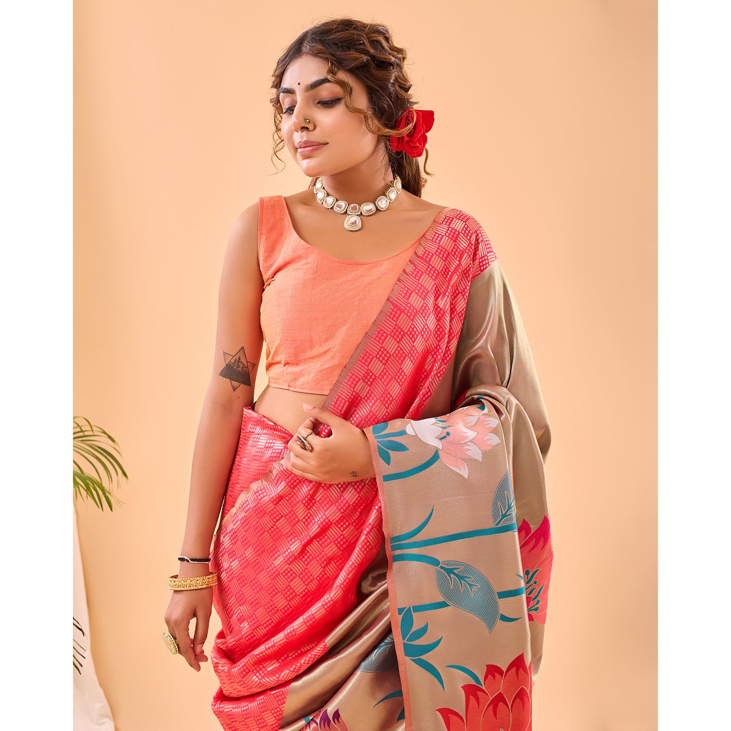 Fulrani Pink Paithani Silk Handwork Saree