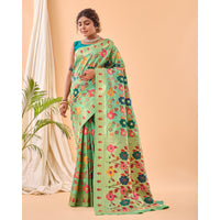 Green - Radhika Pista Paithani Silk Handwork Saree