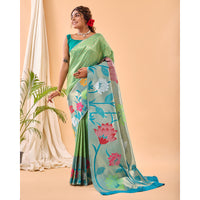 Green - Fulrani Pista Paithani Silk Handwork Saree