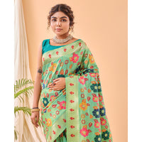 Green - Radhika Pista Paithani Silk Handwork Saree