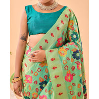 Green - Radhika Pista Paithani Silk Handwork Saree