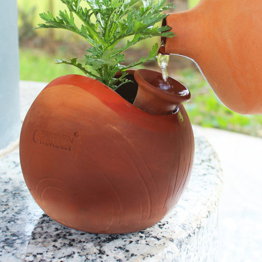 GLO (L) Terracotta Planter with Deep Root Watering System SET OF 2