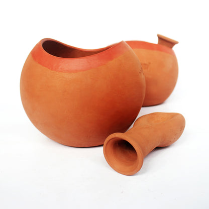 GLO (XL)Terracotta Planter with Deep Root Watering System SET OF 2