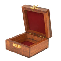 Hand Carved Wooden Box  (Sheesham Wood , Brass Inlay Work ,10 cm x 10 cm x 5.5 cm )