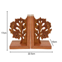 Hand Carved Floral Design Book Ends in Sheesham Wood