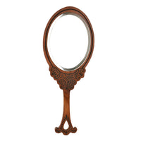 Sheesham Wood Hand Carved Handheld Vanity Mirror