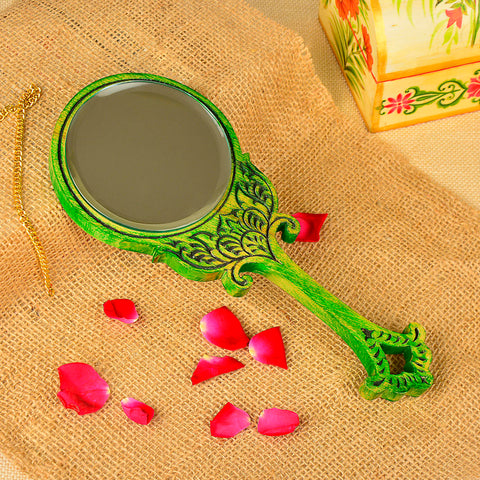 wooden hand mirror