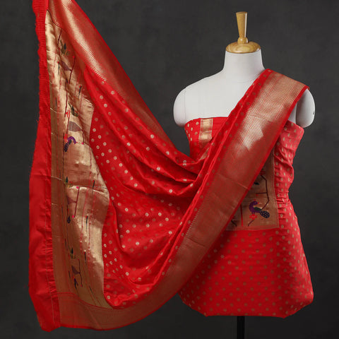 Paithani Weave Silk Suit Material