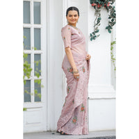 Ankita Peach Chiffon Handwork Saree