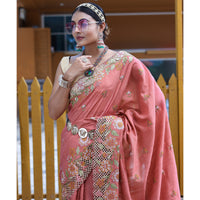 Apeksha Pink Silk Handwork Saree