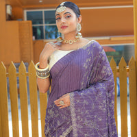 Aaisha Purple Soft Silk Handwork Saree