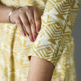 Yellow - pipad printed cotton long kurta - handcrafted