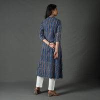 Blue - Pipad Block Printed Cotton Long Kurta