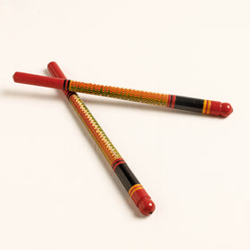  Handmade Lacquered Wooden Garba Dandiya Sticks 