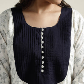 White Block Print Handwoven Cotton A-Line Mangalagiri Kurta for Women