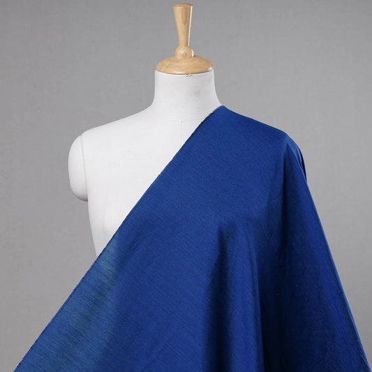 Blue - Plain Slub Silk Fabric