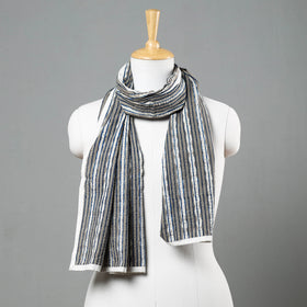  Indigo Block Printed Tagai Work Cotton Stole Online at iTokri.com