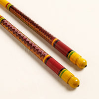 Handmade Lacquered Wooden Garba Dandiya Sticks (Set of 2)