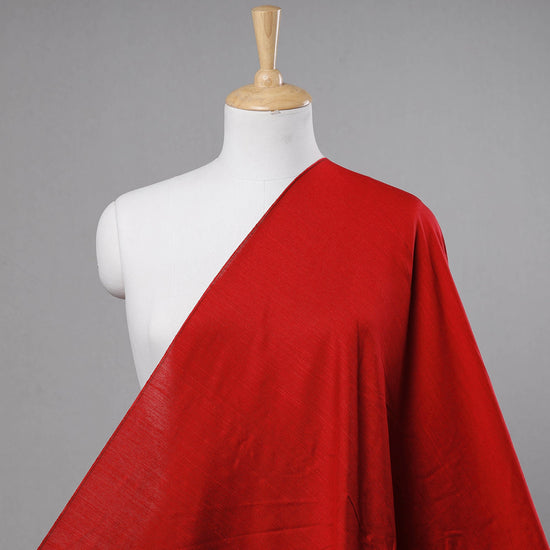 Red - Plain Slub Silk Fabric