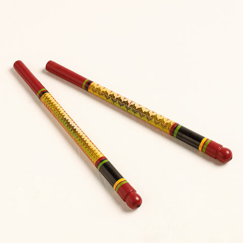  Handmade Lacquered Wooden Garba Dandiya Sticks 