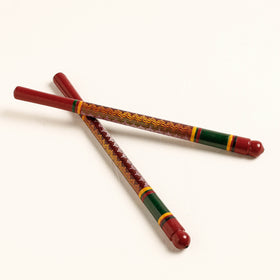  Handmade Lacquered Wooden Garba Dandiya Sticks 