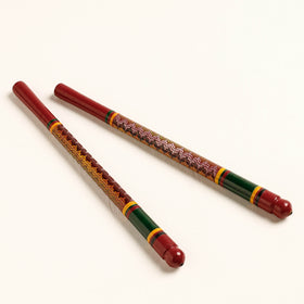  Handmade Lacquered Wooden Garba Dandiya Sticks 