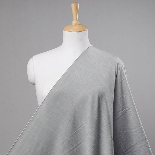 Grey - Plain Slub Silk Fabric