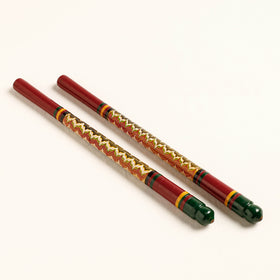  Handmade Lacquered Wooden Garba Dandiya Sticks 