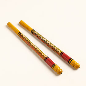  Handmade Lacquered Wooden Garba Dandiya Sticks 