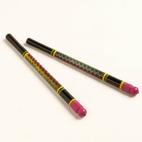  Handmade Lacquered Wooden Garba Dandiya Sticks 