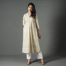Buy Pipad Block Printed Cotton Long Kurta for Women