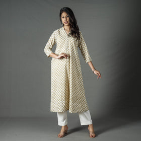 Buy Pipad Block Printed Cotton Long Kurta for Women