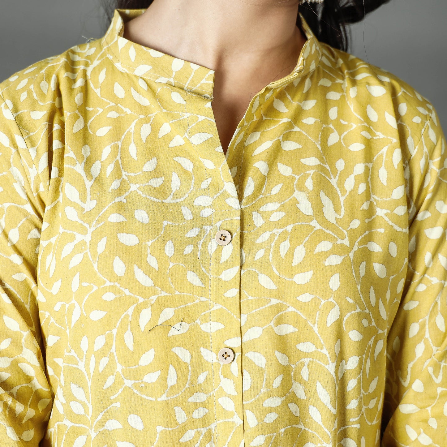 Yellow - Pipad Block Printed Cotton Long Kurta