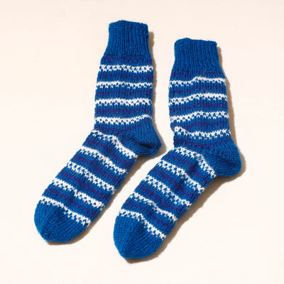 Blue - Kumaun Hand Knitted Woolen Socks (Adult)