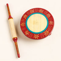 Handmade Lacquered Wooden Chakla Belan (Rolling Pin & Board)