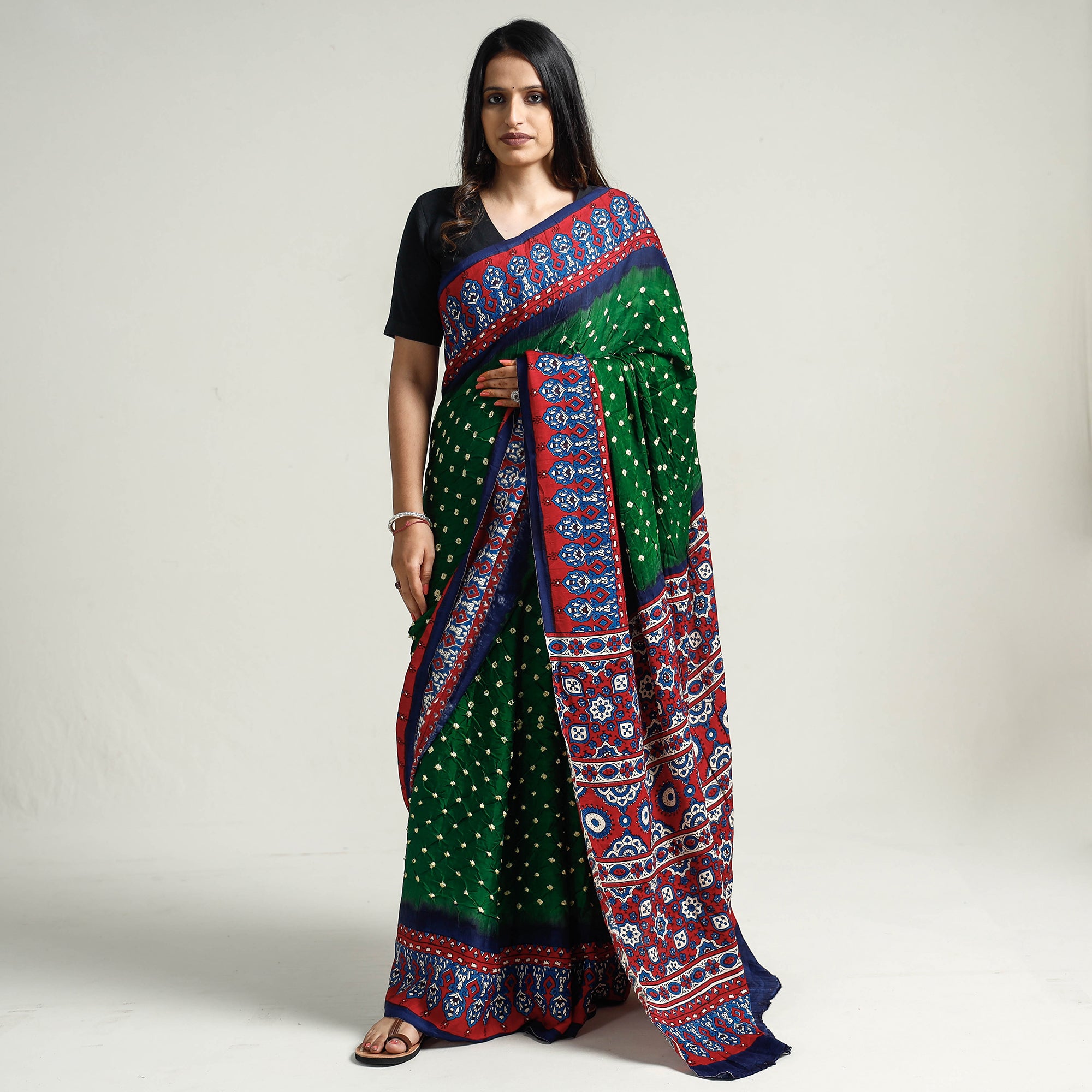 Buy Ajrakh handblock printed Kutch mirror work blouse online – Sundarii  Handmade Global