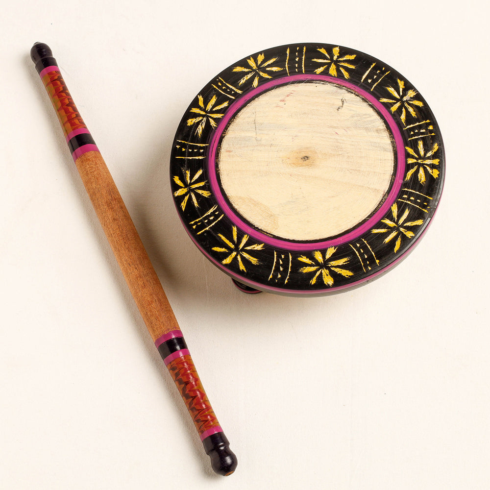 Handmade Lacquered Wooden Chakla Belan (Rolling Pin & Board)