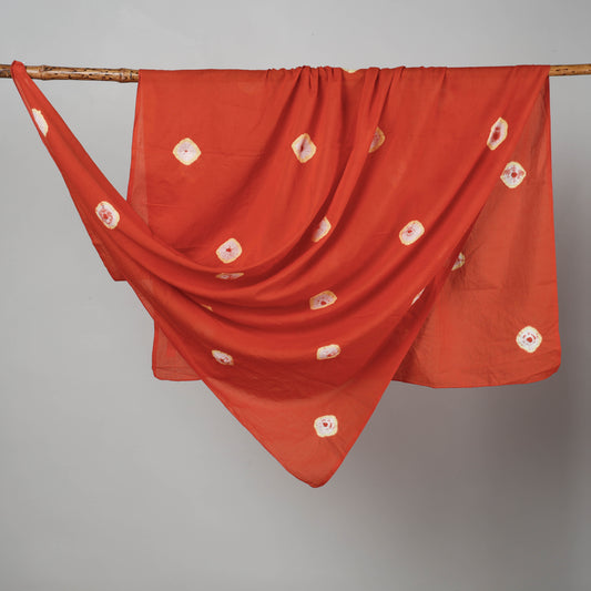 Orange - Shibori Tie-Dye Mul Cotton Dupatta/Wrap Sarong Pareo/Beach Wear