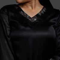 Black Modal Silk Plain Long Kurta