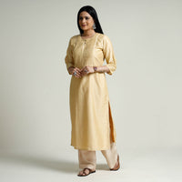 Plain Silk Pintuck Long Straight Kurta
 
