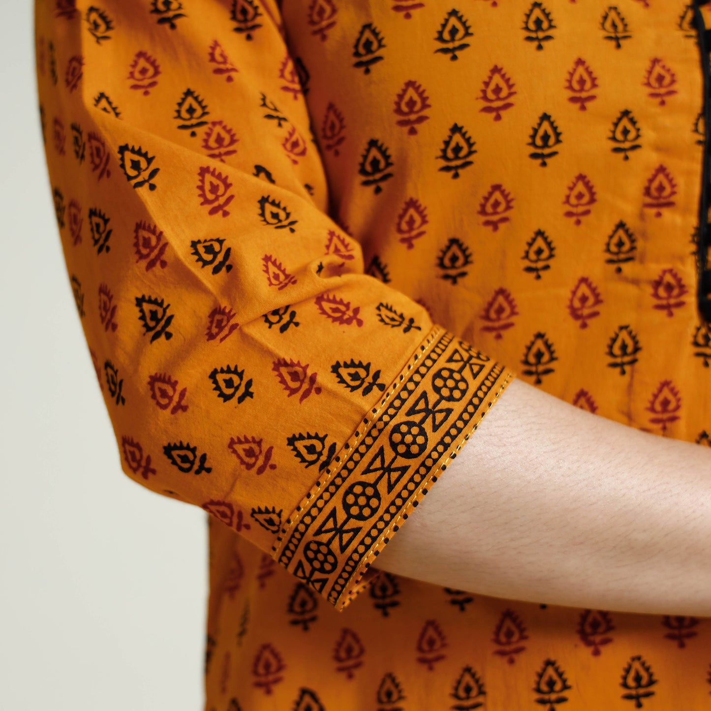 Orange - Bagh Block Printing Cotton Long Kurti