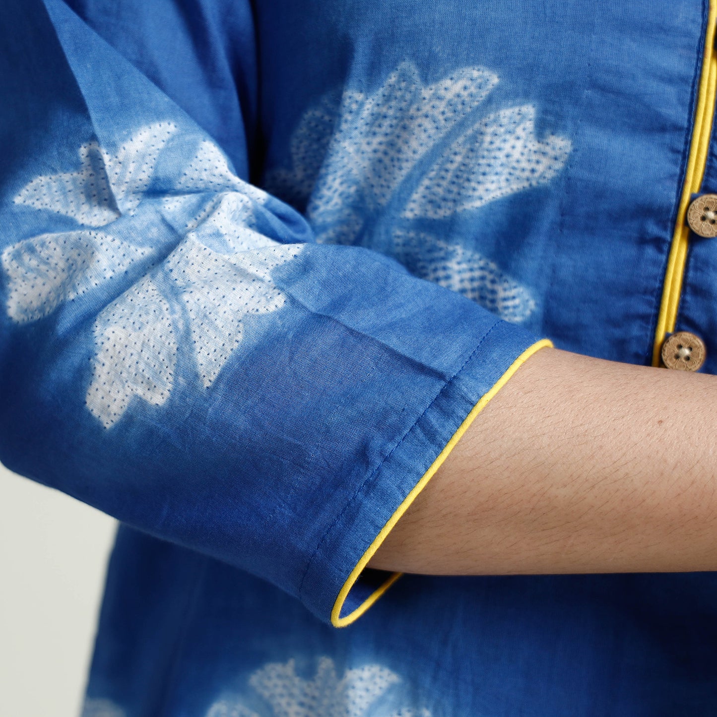 Authentic Shibori Tie-Dye Silver Lake Blue Long Kurti