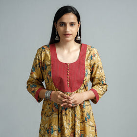  Kalamkari Printed Cotton Flared Kurta For Women
