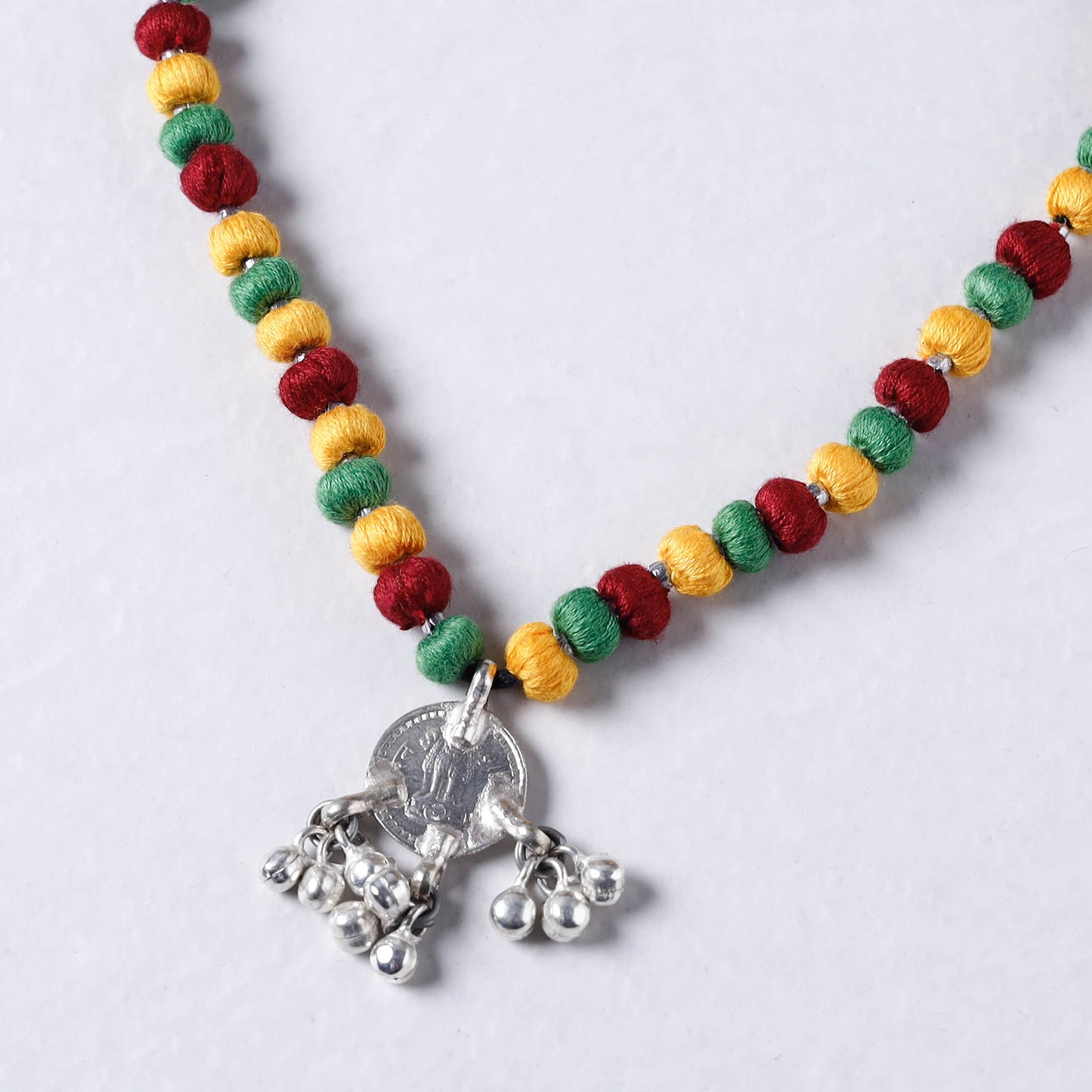 Lambani Thread & Bead Work Coin Pendant Necklace